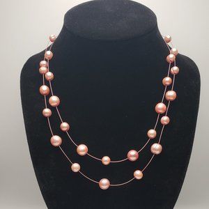 Honora Floating Pearls Necklace - Peach Pink